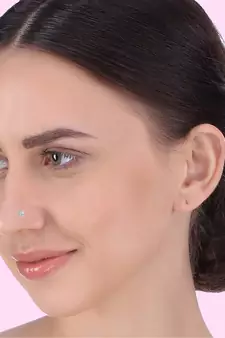 Designer Square Stone Gold Plated cubic zirconia nose ring or nose pin