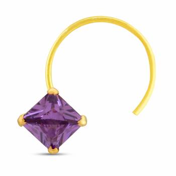 Purple Designer Square Stone Gold Plated cubic zirconia nose ring or nose pin 1