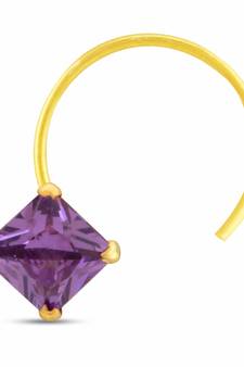 Purple Designer Square Stone Gold Plated cubic zirconia nose ring or nose pin