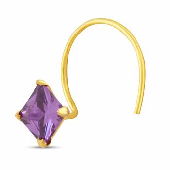 Purple Designer Square Stone Gold Plated cubic zirconia nose ring or nose pin 2