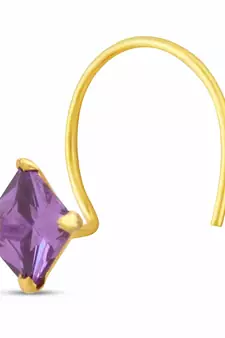 Purple Designer Square Stone Gold Plated cubic zirconia nose ring or nose pin