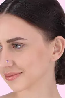 Purple Designer Square Stone Gold Plated cubic zirconia nose ring or nose pin