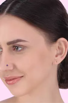 Designer Purple cubic zirconia nose ring or nose pin