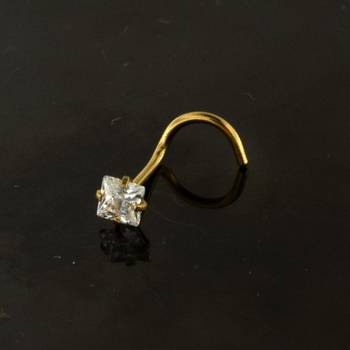 Designer Square Stone Gold Plated cubic zirconia nose ring or nose pin 2