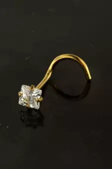Designer Square Stone Gold Plated cubic zirconia nose ring or nose pin