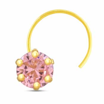Designer Pink cubic zirconia nose ring or nose pin 1