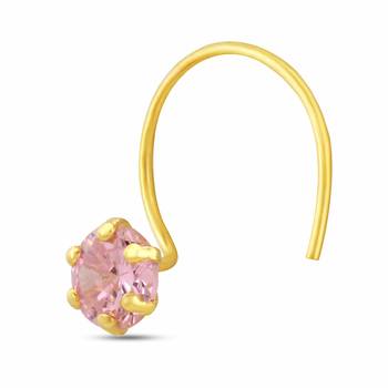 Designer Pink cubic zirconia nose ring or nose pin 2