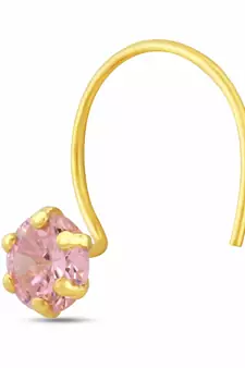 Designer Pink cubic zirconia nose ring or nose pin