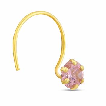 Designer Pink cubic zirconia nose ring or nose pin 3