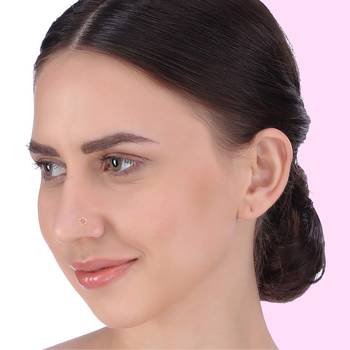 Designer Pink cubic zirconia nose ring or nose pin 4