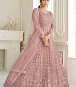 Pink embroidered net salwar
