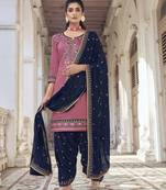 Pink resham embroidery silk blend salwar