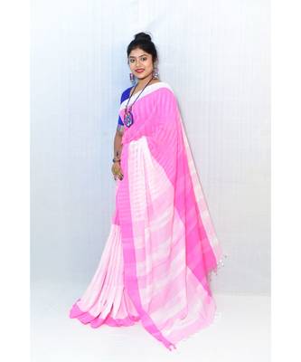 multicolor PURE COTTON Checked JHARNA SAREE WITH BLOUSE PIECE 1