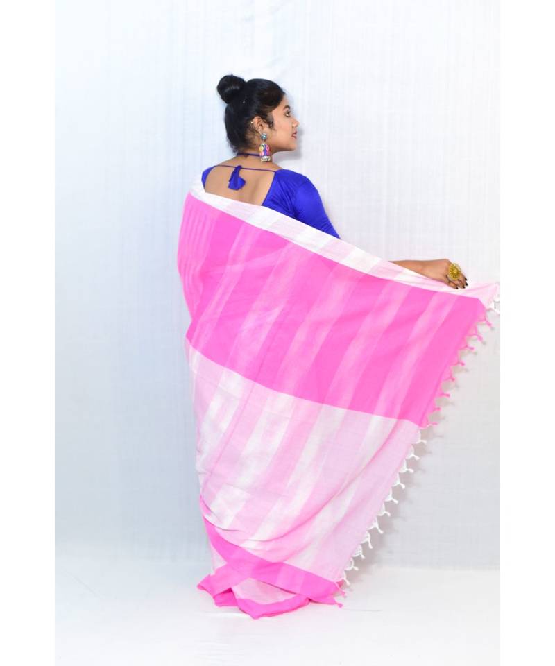 multicolor PURE COTTON Checked JHARNA SAREE WITH BLOUSE PIECE