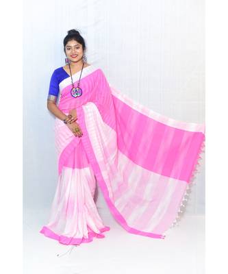 multicolor PURE COTTON Checked JHARNA SAREE WITH BLOUSE PIECE 3