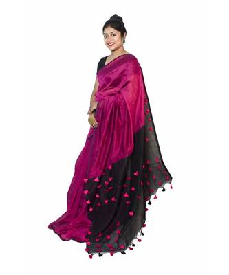 multicolor Cotton Silk designer_pallu Pompom Saree WithBlouse Pieces. 3