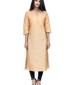 Ethnic Girls Embellished Chanderi Silk Peach Kurta