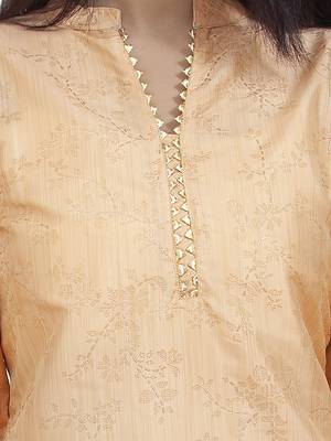 Ethnic Girls Embellished Chanderi Silk Peach Kurta 4