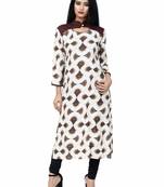 Ethnic Girls Brown Print Rayon Kurta