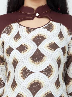 Ethnic Girls Brown Print Rayon Kurta 3