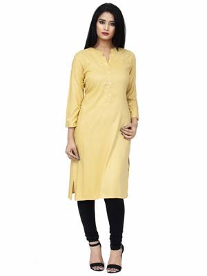 Ethnic Girls Printex Solid Beige Rayon Kurta Kurti 1