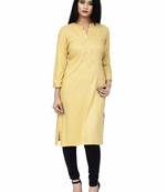 Ethnic Girls Printex Solid Beige Rayon Kurta Kurti