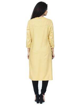 Ethnic Girls Printex Solid Beige Rayon Kurta Kurti 4