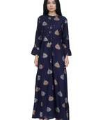 Ethnic Girls Navy Blue Kurta Kurti with Gold Beads