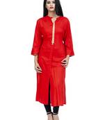 Ethnic Girls Gota Work Red Rayon Kurta