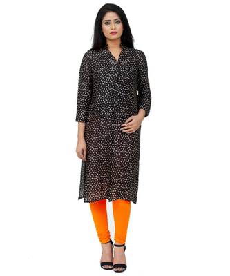 Ethnic Girls Printed Black Rayon Kurta 1
