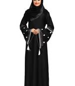 Khadija fashion, simple and sober lite weight burqa and small daisy flower sleeves for girls