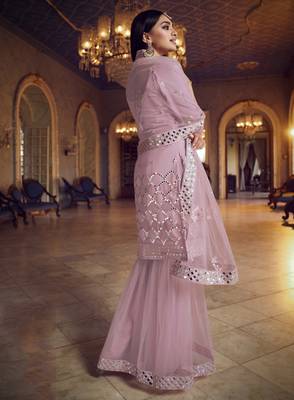 Light-baby-pink embroidered organza salwar 2