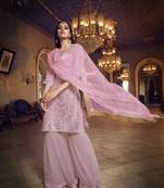 Light-baby-pink embroidered organza salwar
