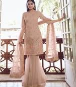 Light-peach embroidered organza salwar