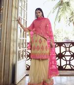 Beige embroidered organza salwar