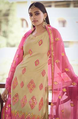 Beige embroidered organza salwar 3