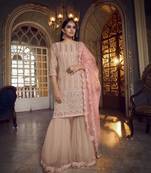 Peach embroidered organza salwar