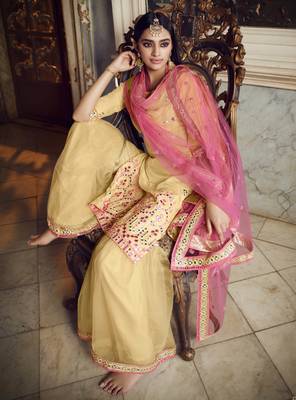Beige embroidered organza salwar 2