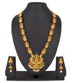 Fashions Traditional Lakshmi Wedding Jewellery Long Necklace  Set Temple  Jewellery for Women.