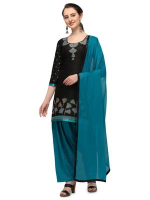 black New patiala dress Salwar Suit Material. 1