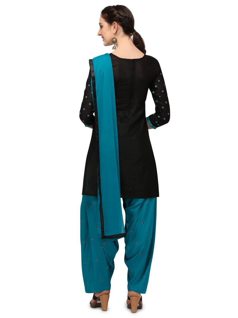 black New patiala dress Salwar Suit Material.