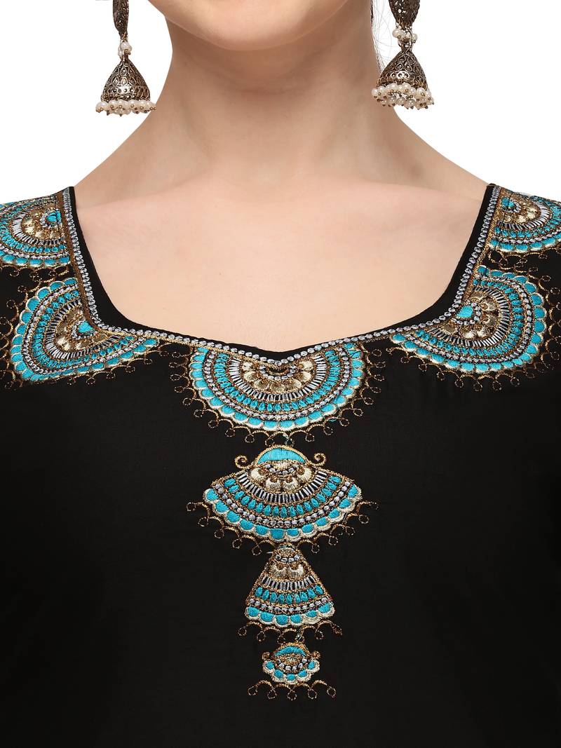black New patiala dress Salwar Suit Material.