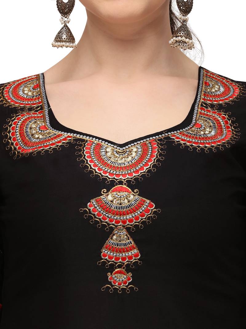 black New patiala dress Salwar Suit Material.
