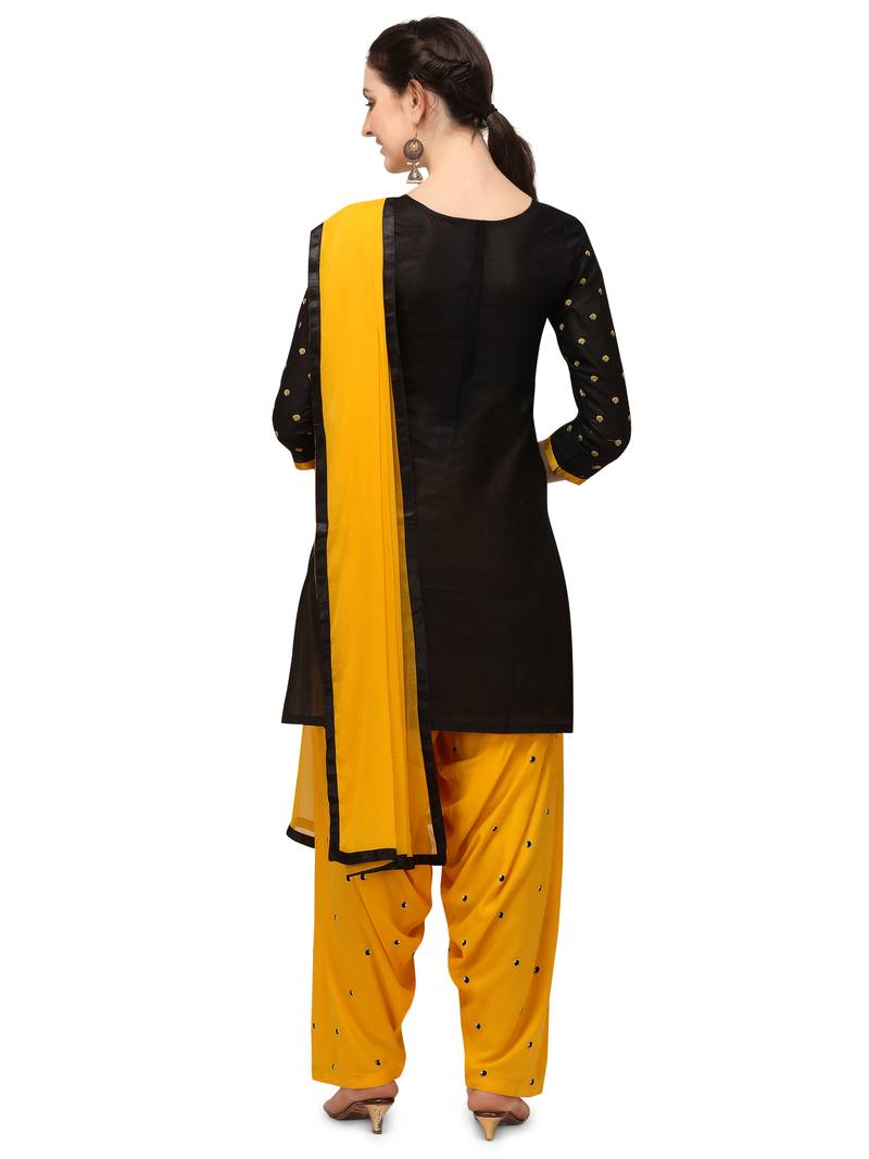 black New patiala dress Salwar Suit Material.