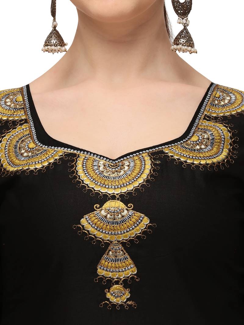 black New patiala dress Salwar Suit Material.