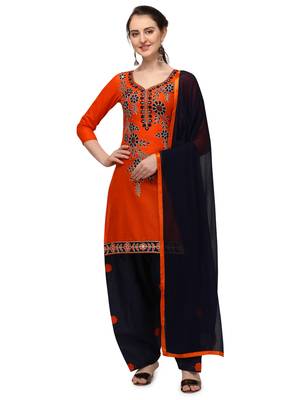 orange New patiala dress Salwar Suit Material. 1