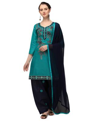 green New patiala dress Salwar Suit Material. 1
