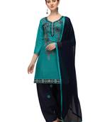 green New patiala dress Salwar Suit Material.