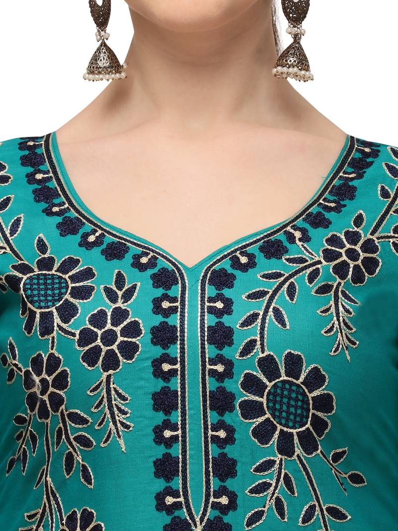 green New patiala dress Salwar Suit Material.