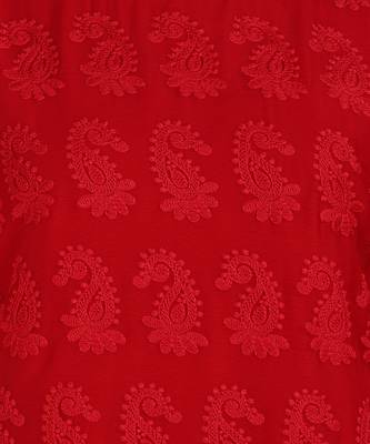 Red embroidered georgette chikankari-kurtis 4